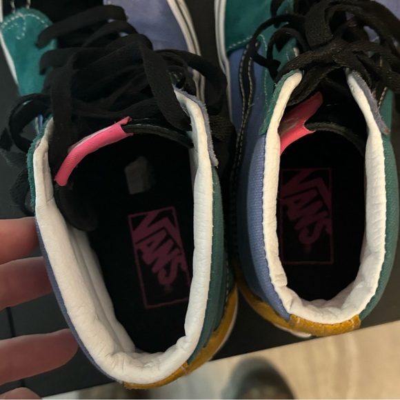 Vans SK8-Hi Womens 7 Suede Blue Green Black Yellow White pre owned - Picture 13 of 13